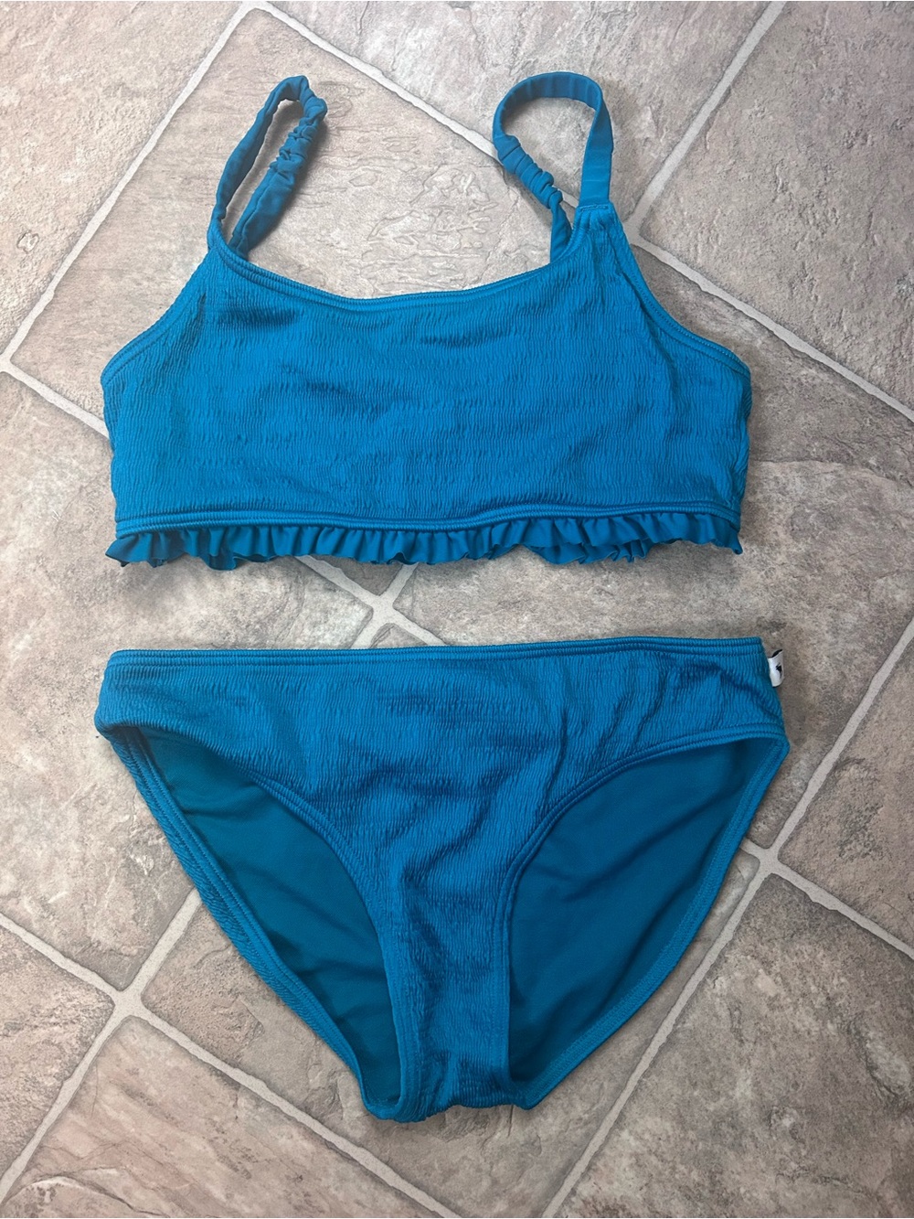 abercrombie kids Teal Blue Ruffle-Trim Two-Piece Bikini